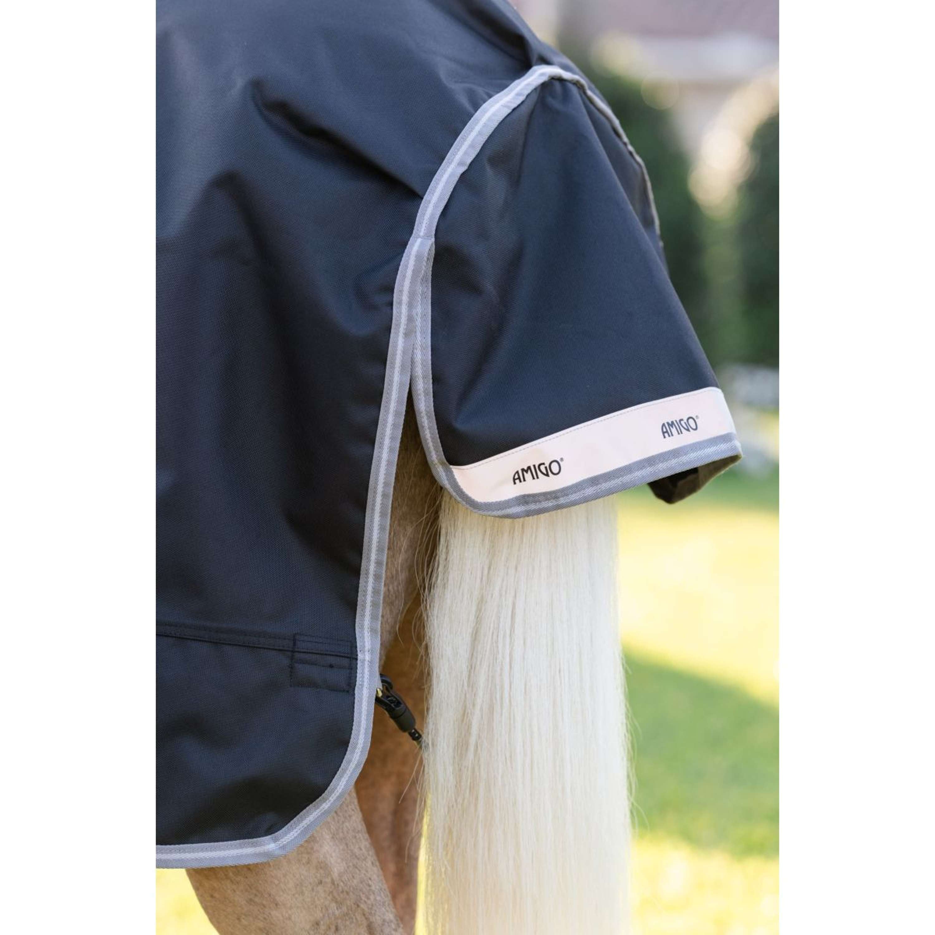 Amigo Turnout Rug 1200D Plus Pony 250g Black/Titanium Grey/Silver
