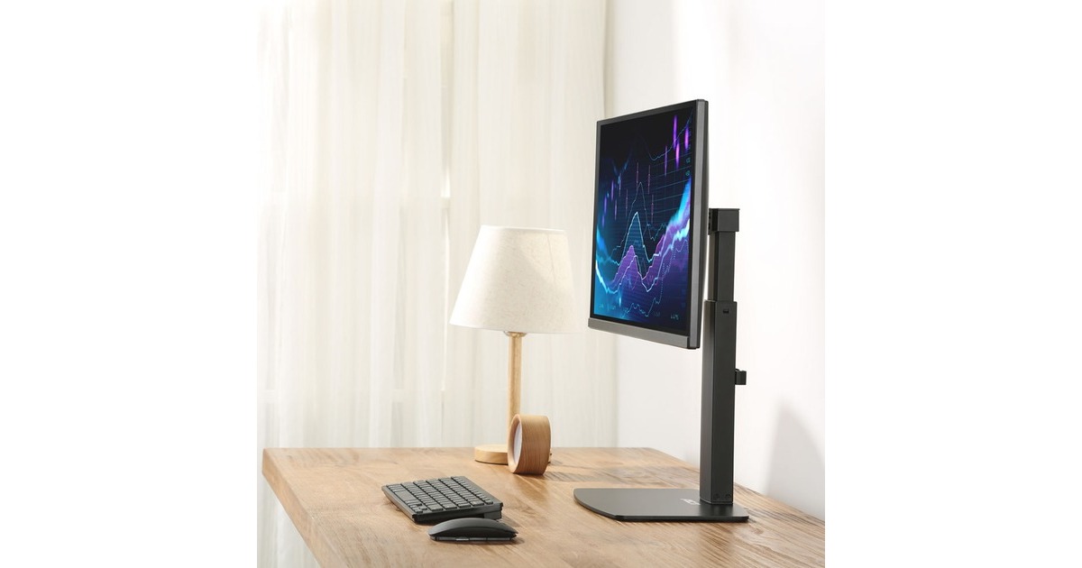 ACT ConnectivityMonitorarm office, op voet met gasveer, 1 scherm bevestiging  (Zwart)