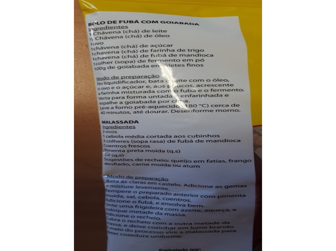 FARINHA CIMARROM FUBÁ MANDIOCA FINA 500G