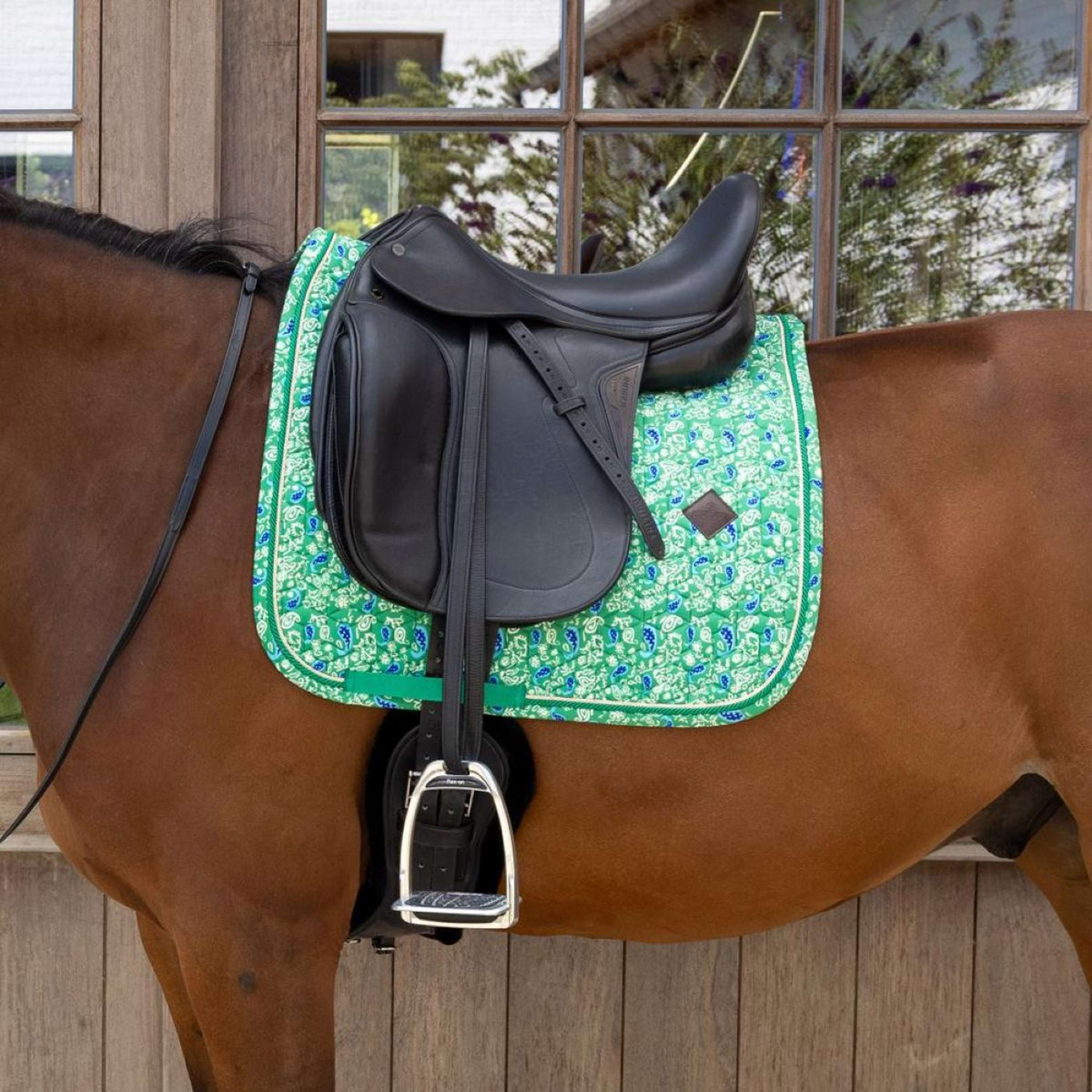 Kentucky Zadeldekje Velvet Paisley Garden Dressuur Groen/Navy