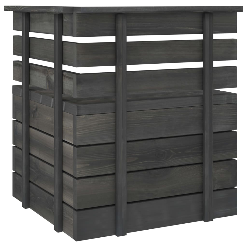 Salon de jardin palette meuble d'extérieur ensemble de mobilier 7 pièces bois de pin massif gris foncé