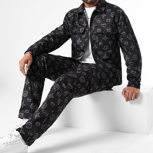 Ensemble Veste Zippée Et Pantalon Cargo Rush 0081 Noir