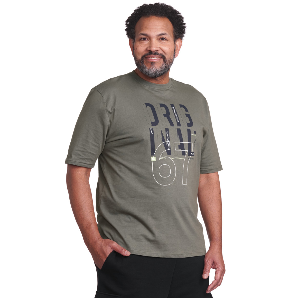 VanVaan Herren-T-Shirt mit großem Print oliv