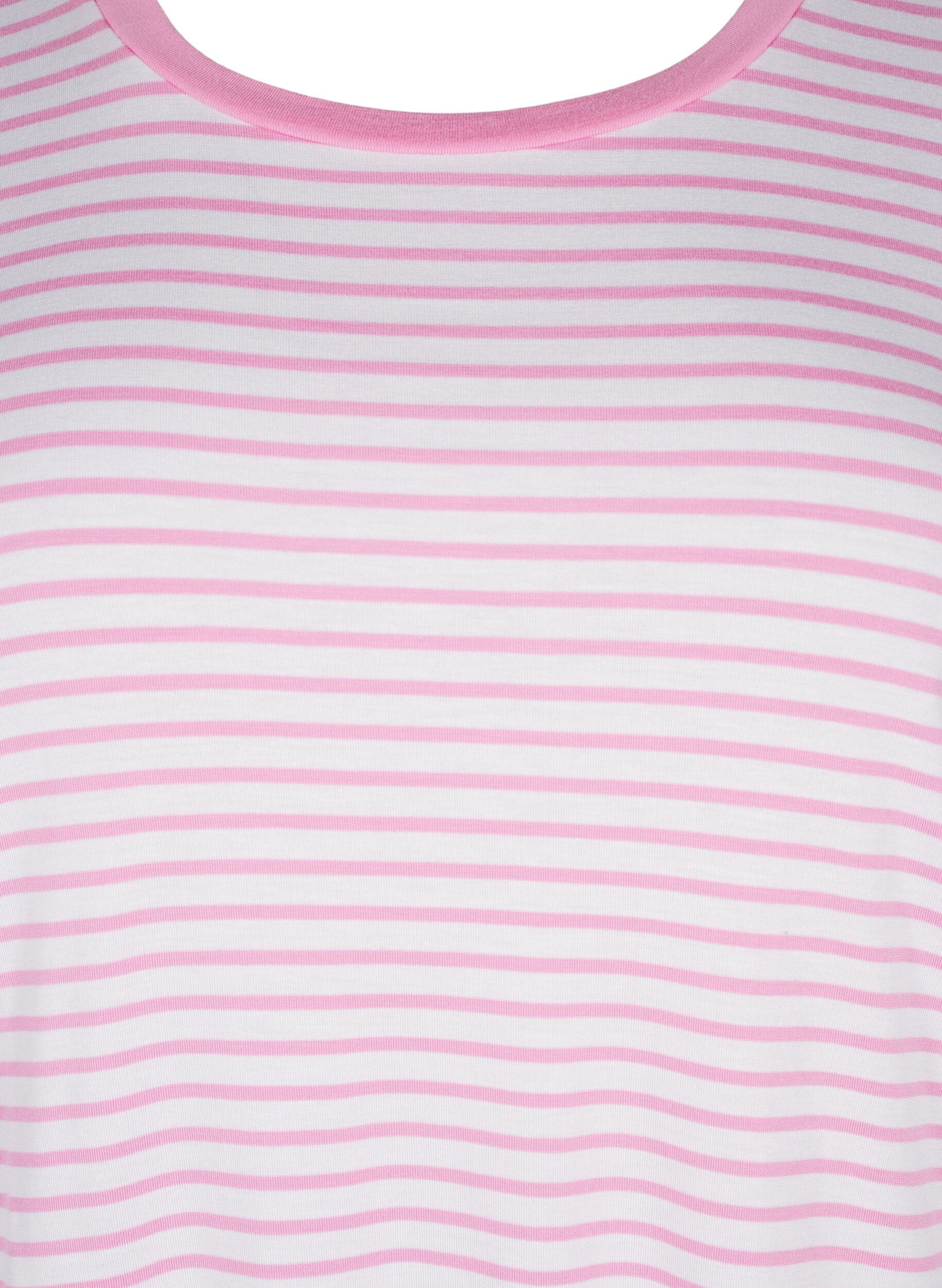 Stribet t-shirt i lyocell med rund hals