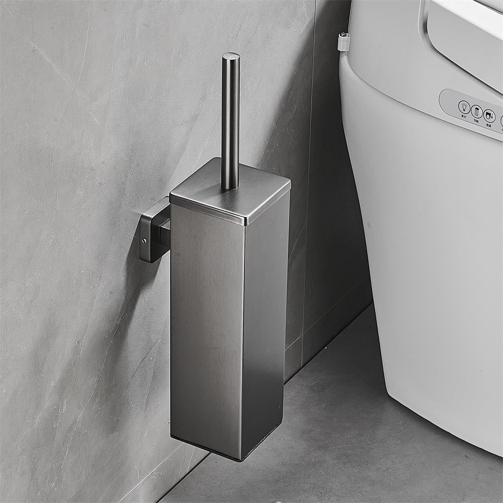 XIVADA Toiletborsterhouder Cira - Vierkant - Boren - Rvs - Zilver