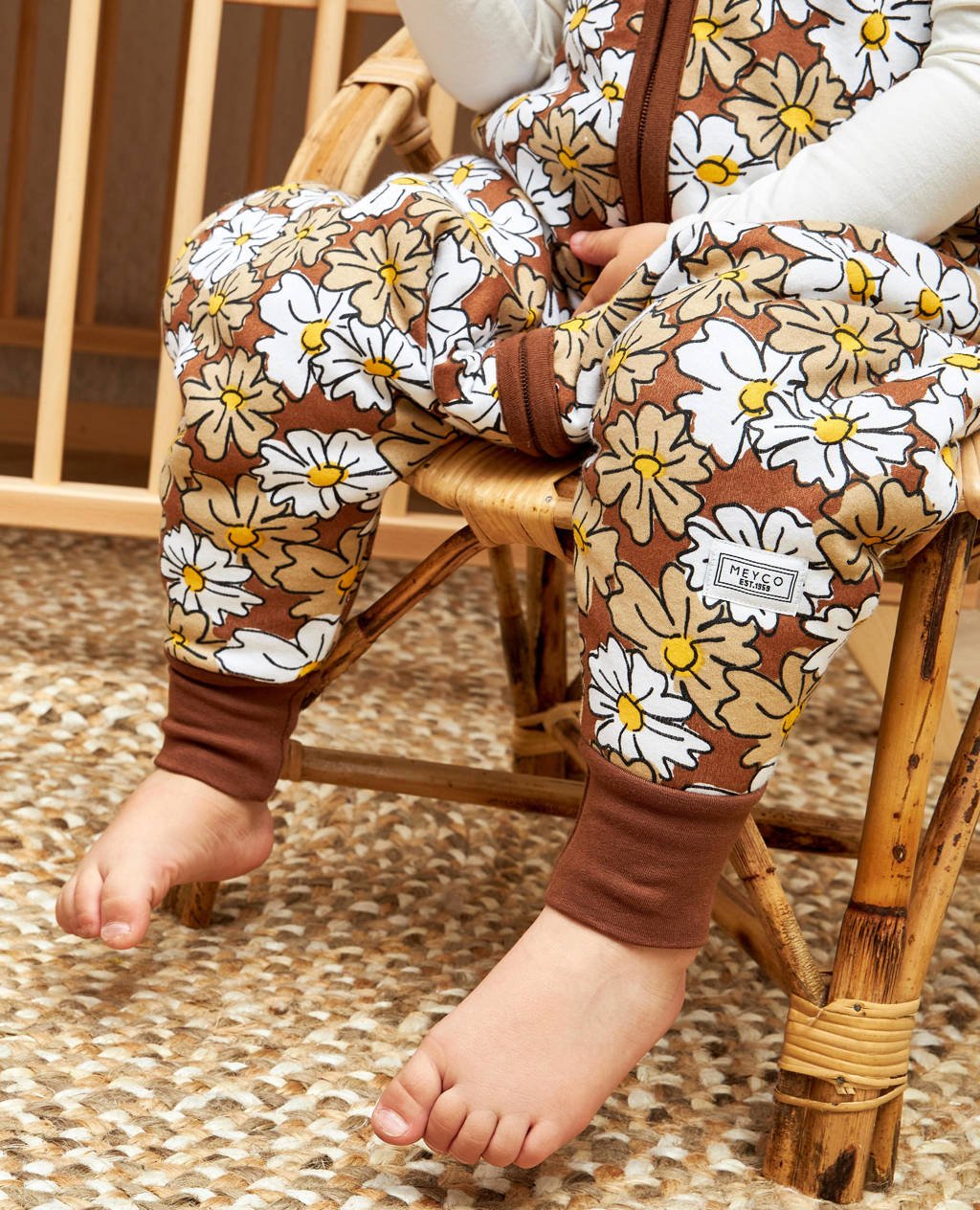 Geweldige uitvindinggevoerde baby slaapzak Vintage Flower taupe