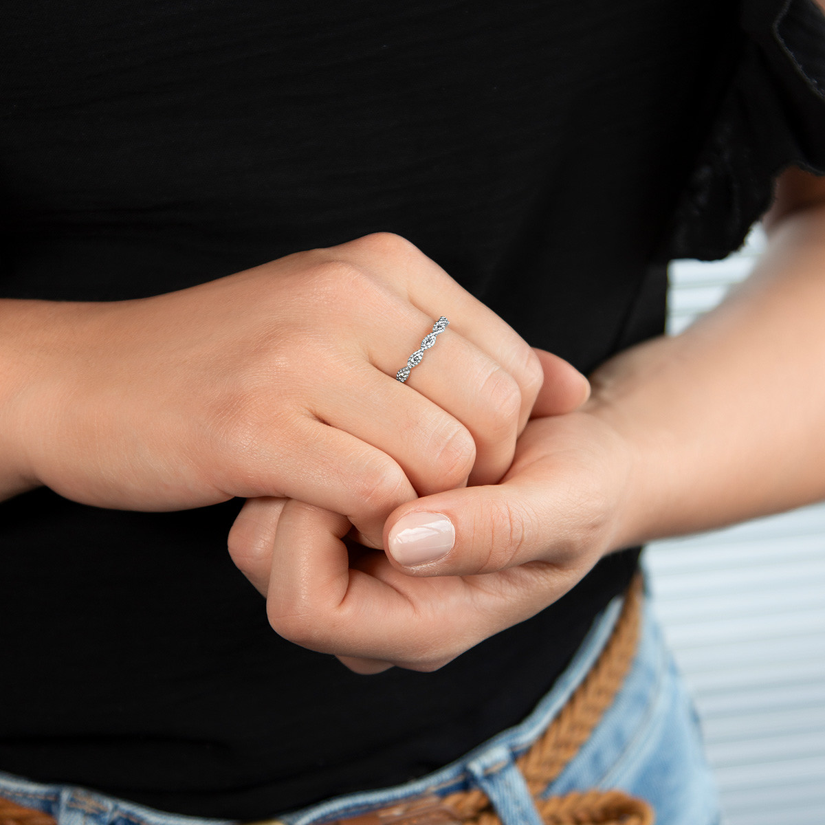 Bague argent 925 perlée zirconias