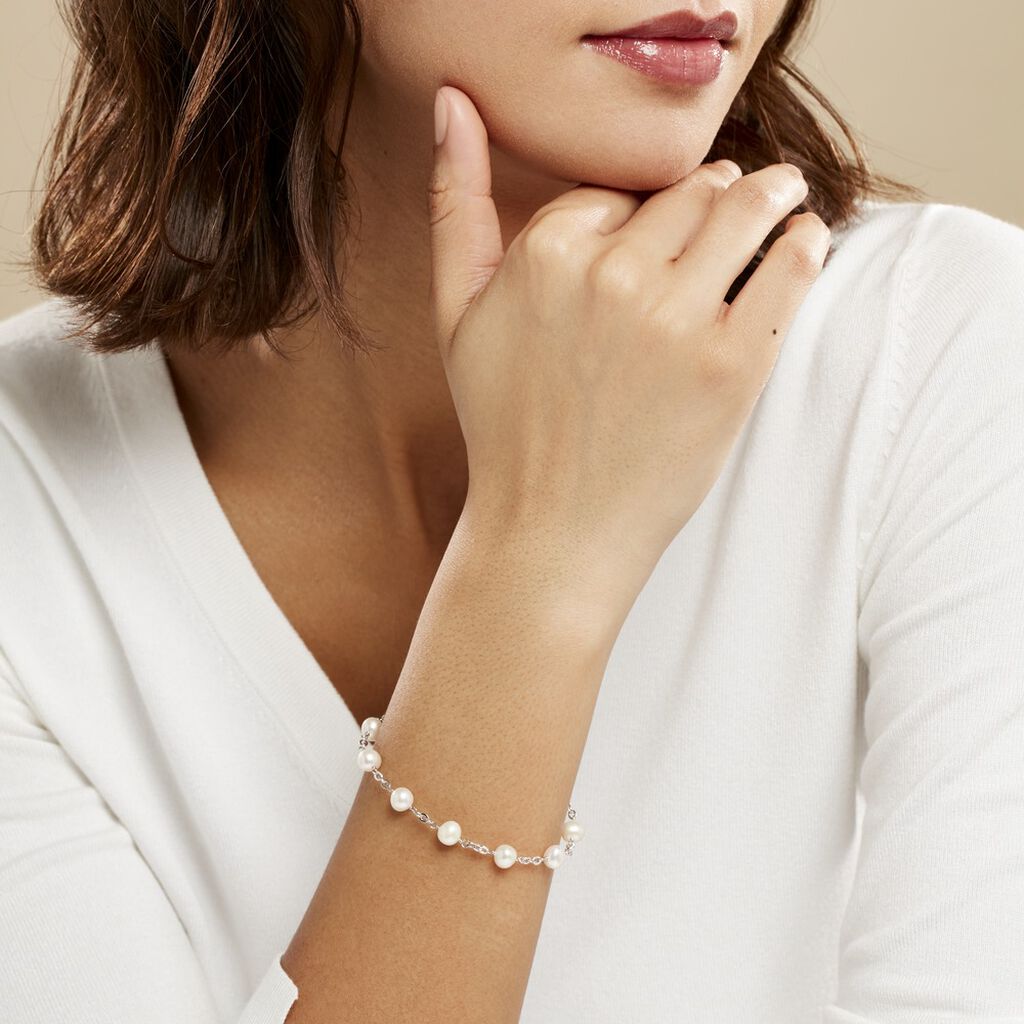 Bracelet Corentina Argent Blanc Perle De Culture