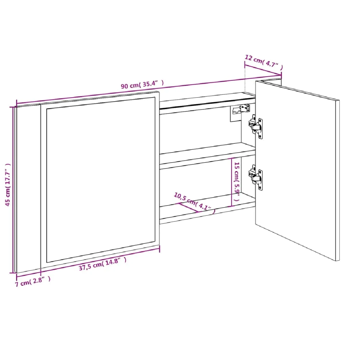 vidaXL Armoire à miroir LED