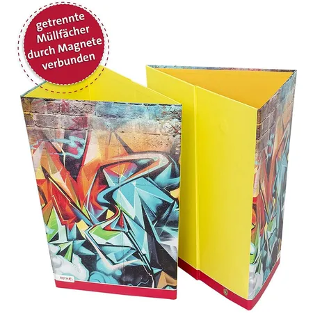 Roth Papierkorb Graffiti, 10 Liter, eckig, 2 Fächer