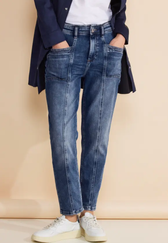 Loose Fit Mom Jeans - mid blue authentic wash