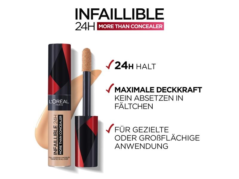 L'Oréal Paris Concealer Infaillible Full Wear 328 Linen Feuchtigkeitsspendender Concealer mit grossem Applikator