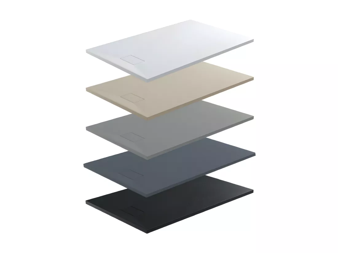 Receveur de douche 80 x 120 cm extra plat PIATTO en SoliCast® surface ardoisée gris basalte