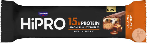 Danone HiPRO Barre Protéinée Magnesium Vitamines B9 Saveur Caramel 45g