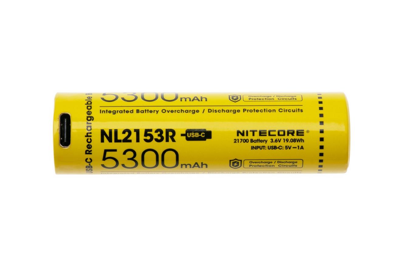 Nitecore NL2153R USB-C oplaadbare 21700 Li-ion accu, 5300 mAh