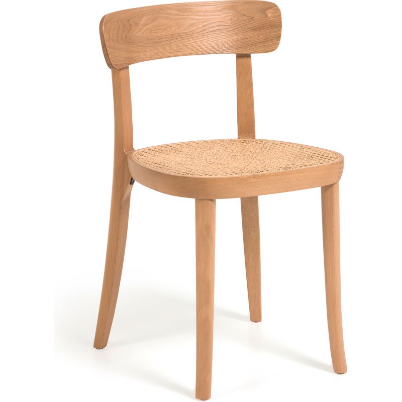 Chaise Romane en bois de hêtre et rotin