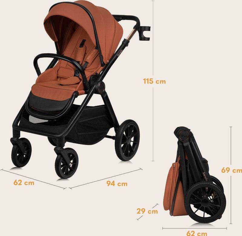 Lionelo Layla - Kinderwagen 3in1 - XXL SET - incl. i-Size autostoel - Grote Wielen - Voor Alle Soorten Terrein