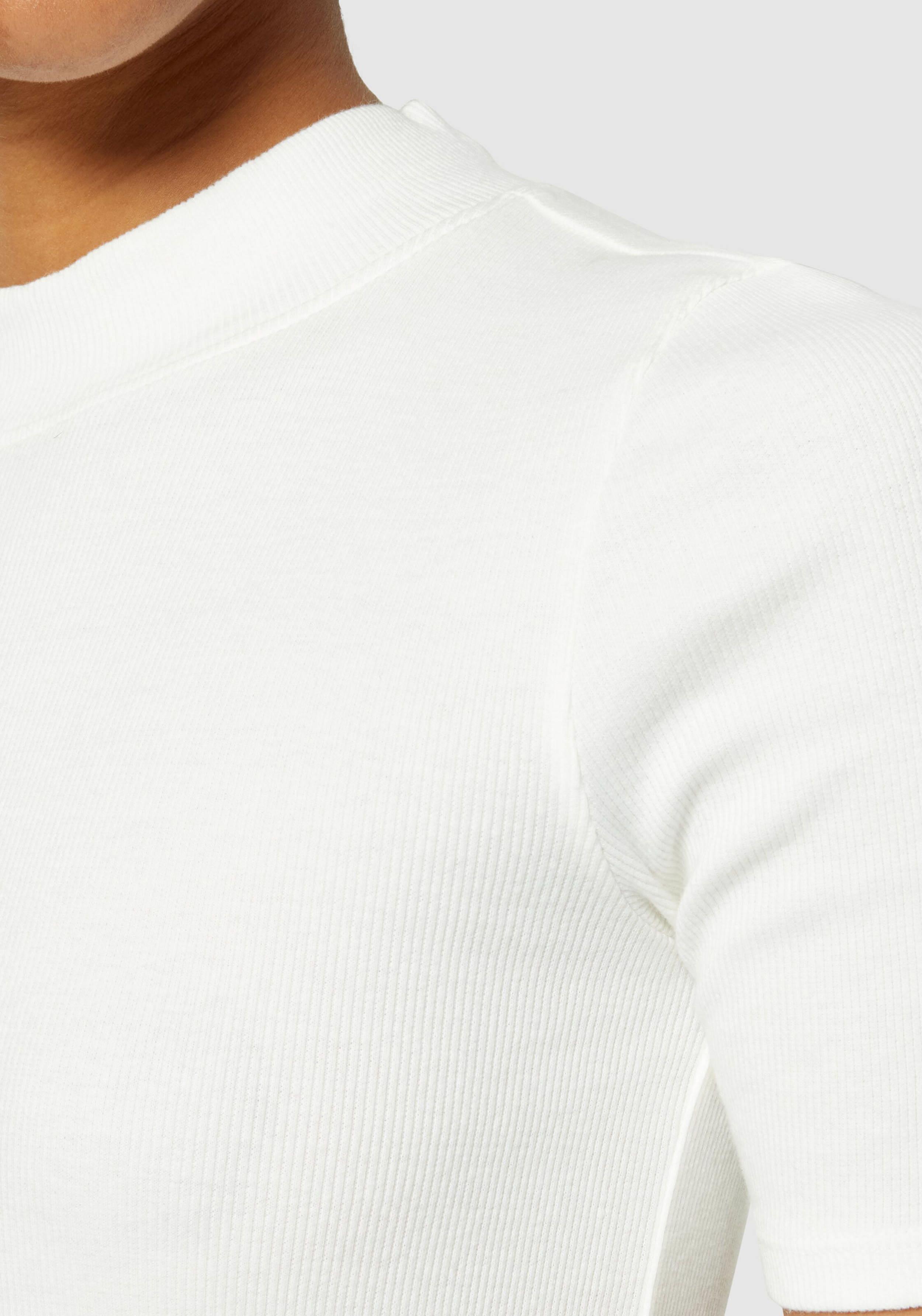Knowledge Cotton Apparel T-Shirt Rib High Neck Star White