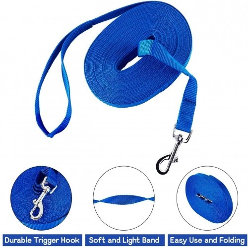 Guia de treinamento extensível Edipets em nylon azul escuro para cães.