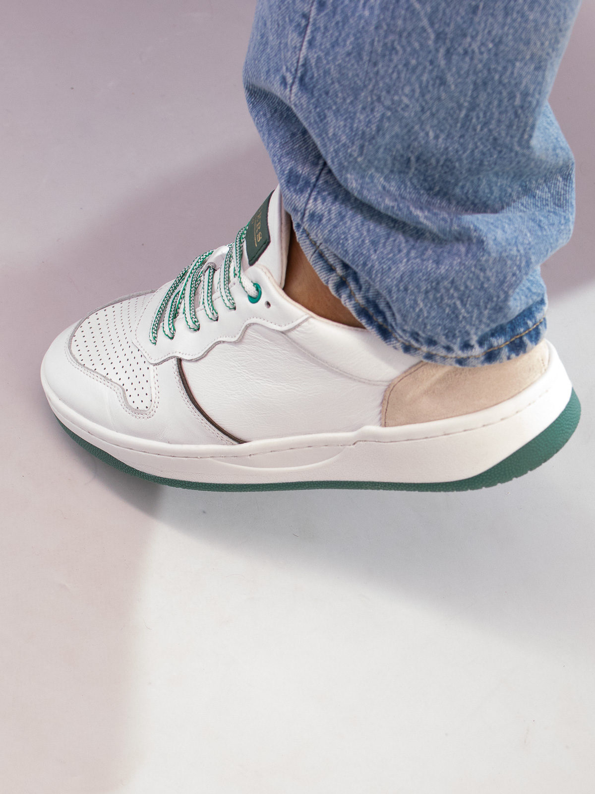 Gregers - Clay Leather White Green - Trapes Sko
