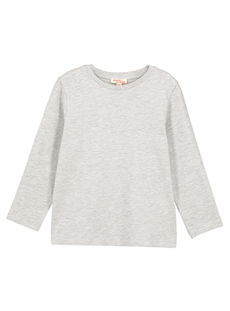 Tshirt Uni GRIS CHINE Manches longues