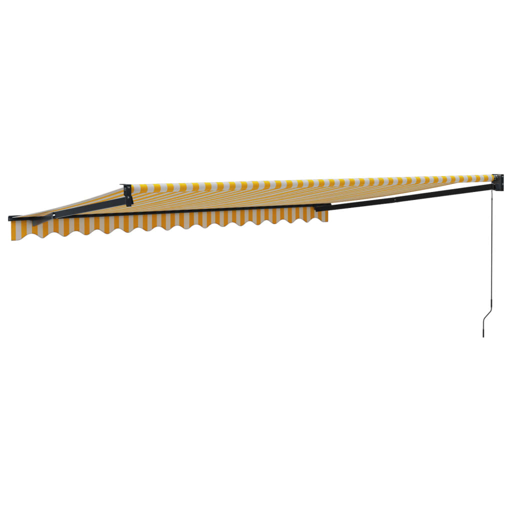 Auvent rétractable jaune et blanc 4,5x3 m tissu et aluminium