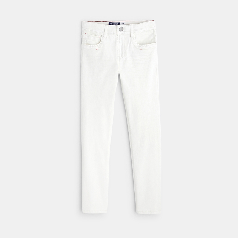 Pantalon slim en toile uni blanc garçon