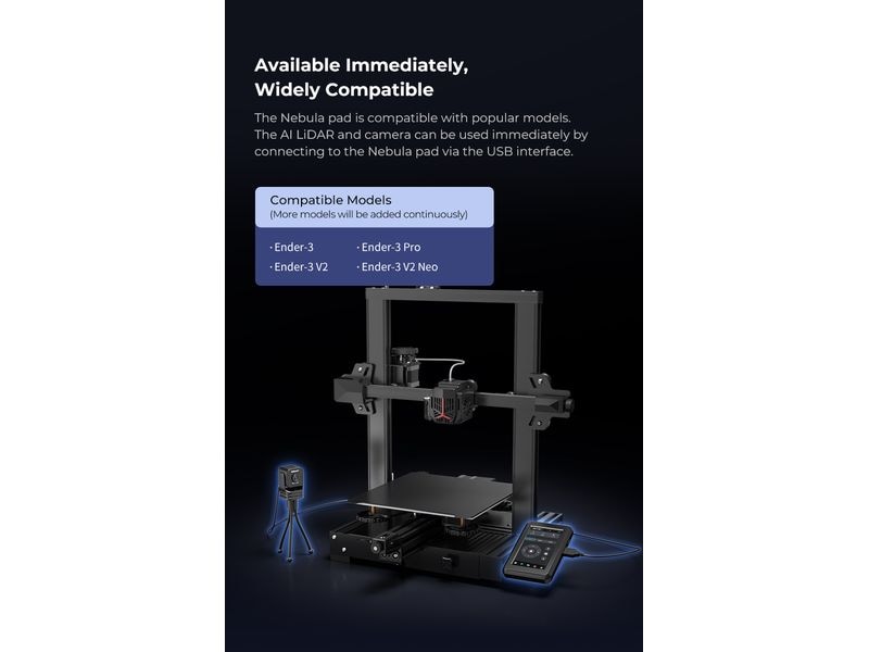 Creality Smartkit – Nebula Kamera und Pad Zubehör für Creality 3D-Drucker mit UBS Cam, Nachtsicht, Zeitraffer und OSPad 4.3i