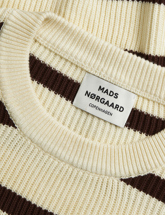 Mads Nørgaard - Copenhagen Nivi Eco Lindy Stripe Sweater Brun hvid striber