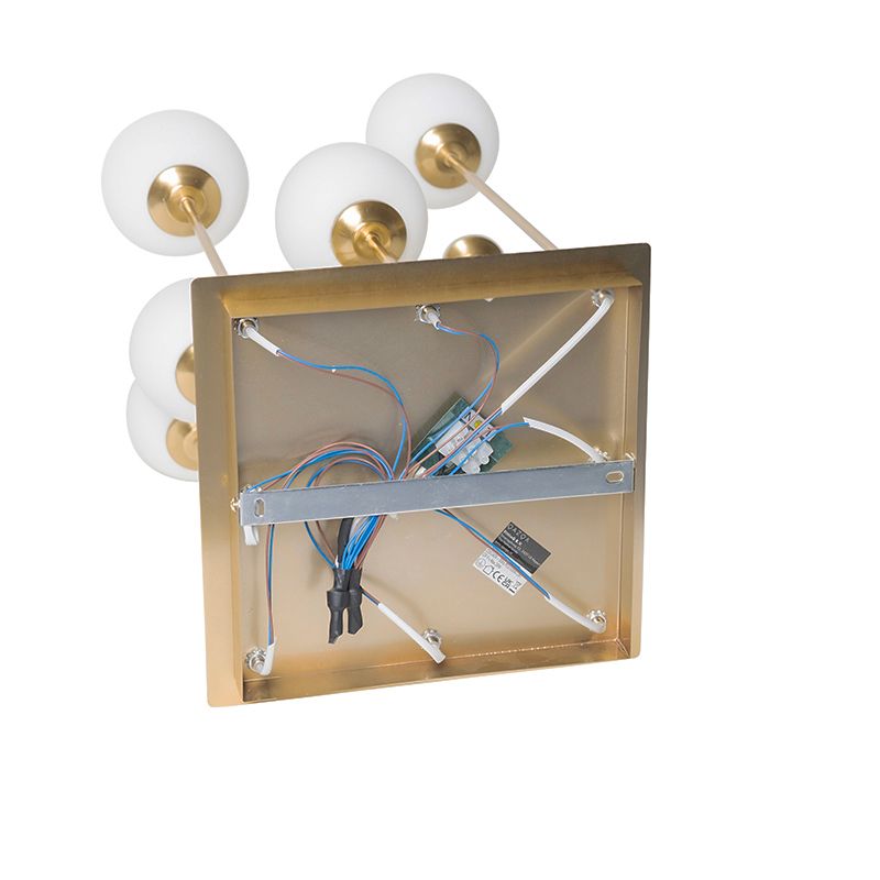 Moderne plafondlamp goud met opaal glas 9-lichts  - Athens