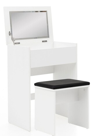 Schminktisch mit Hocker und Spiegel 60 x 81 cm weiß