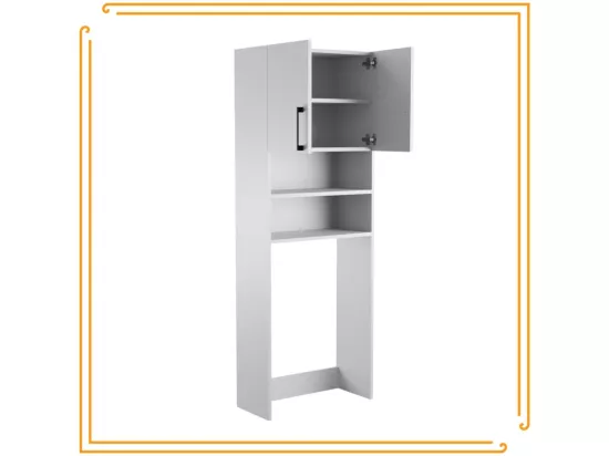 Armoire de Salle de Bain au-dessus de la Machine à Laver Sèche-linge Colonne Étagère Intégrée pour Électroménager Blanc