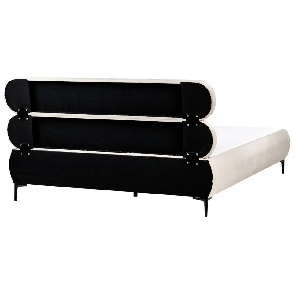 LESSAY - Tweepersoonsbed - Lichtbeige - 180 x 200 cm - Fluweel