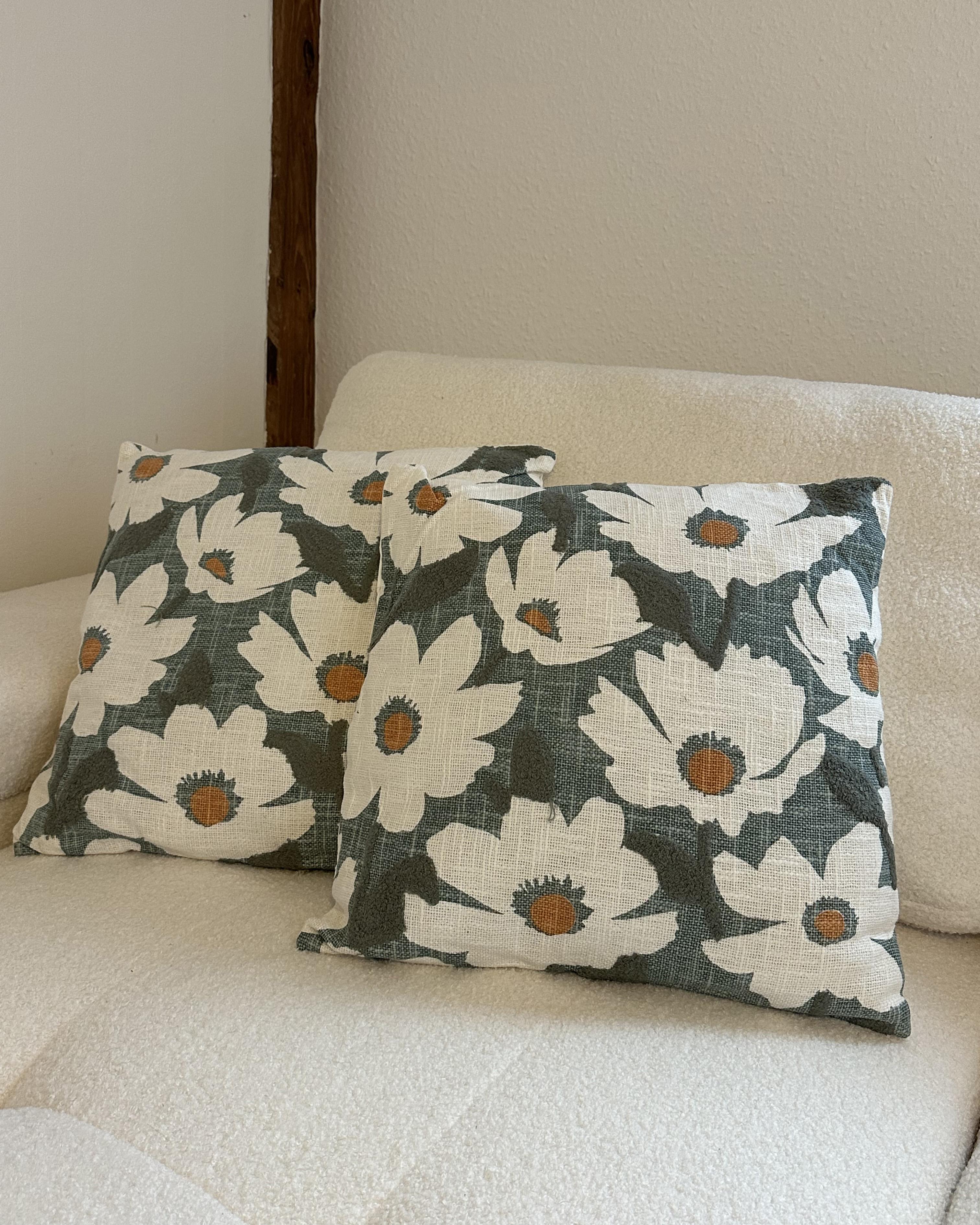 Set van 2 sierkussens JATROPHA Katoen 45 x 45 cm Lichtblauw bloempatroon