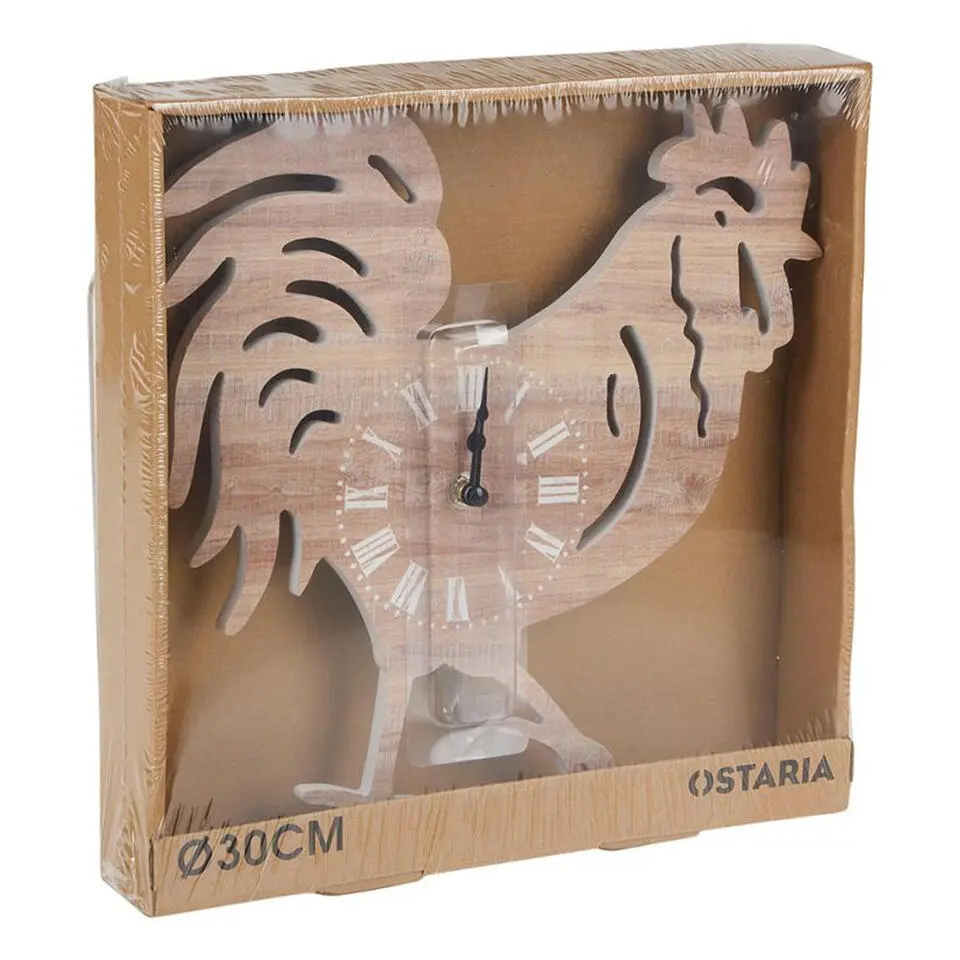 Ostaria Wandklok/muur klok Rooper - kip/haan - D30 cm - MDF