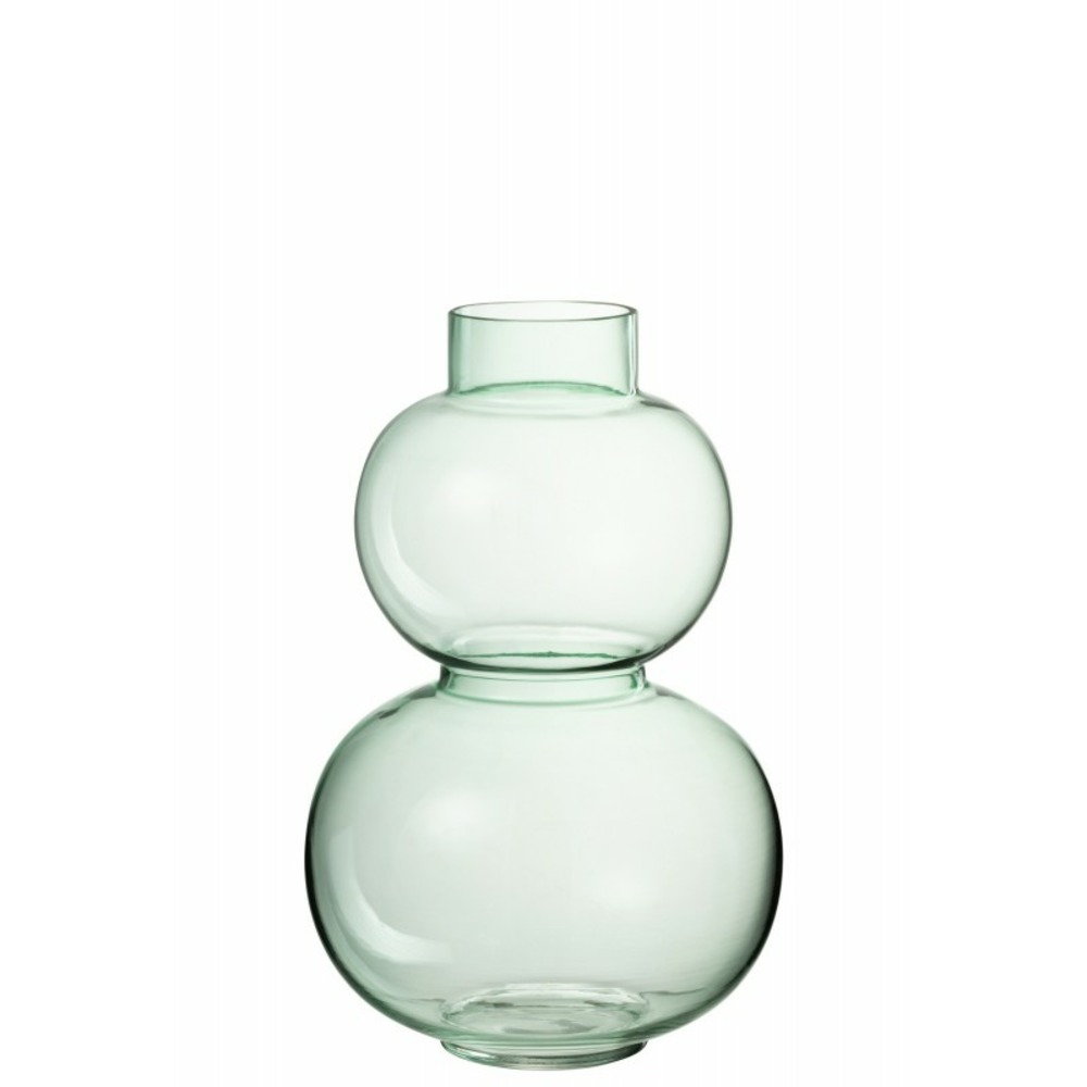 Vase 2 boules en verre vert 19x19x29 cm
