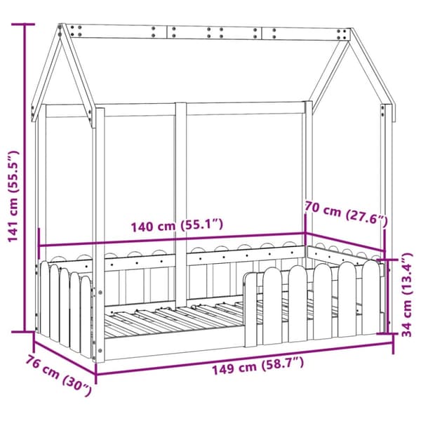 vidaXL Barnesengeramme 70x140 cm heltre furu