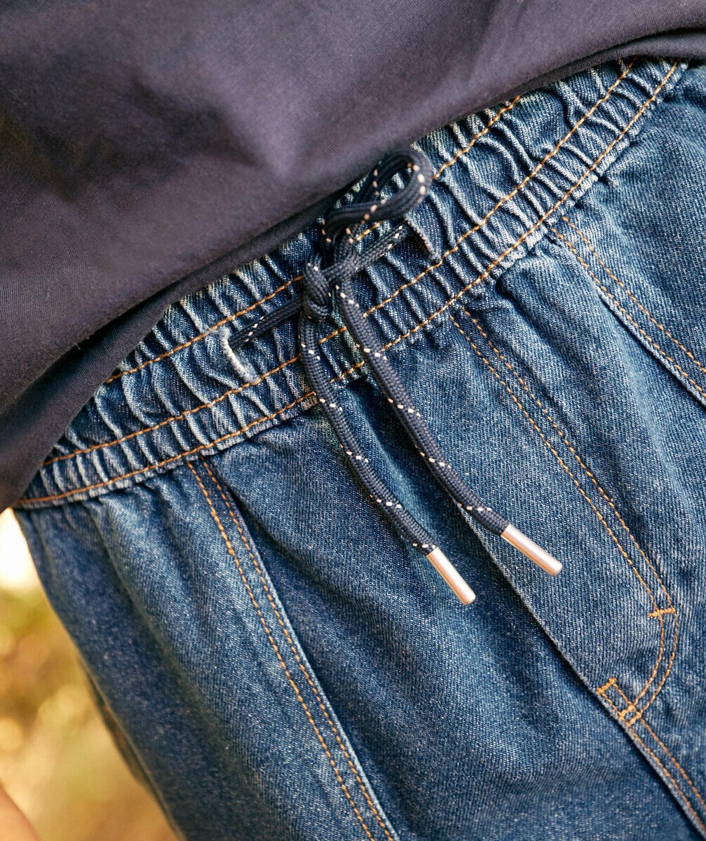 pantalon relax garçon en denim low impact avec cordons