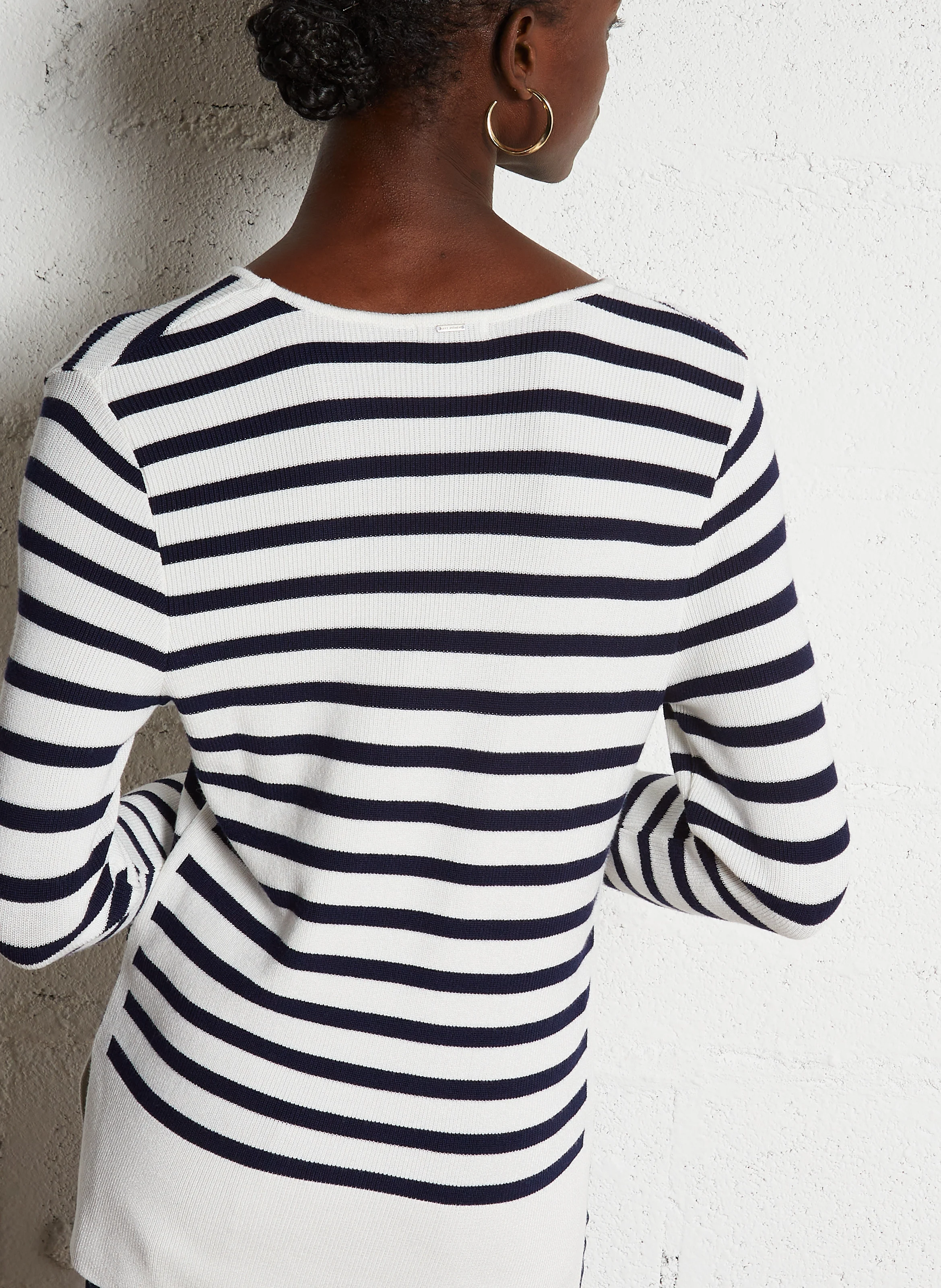 Pull marinière tricot avec badge | Bleu