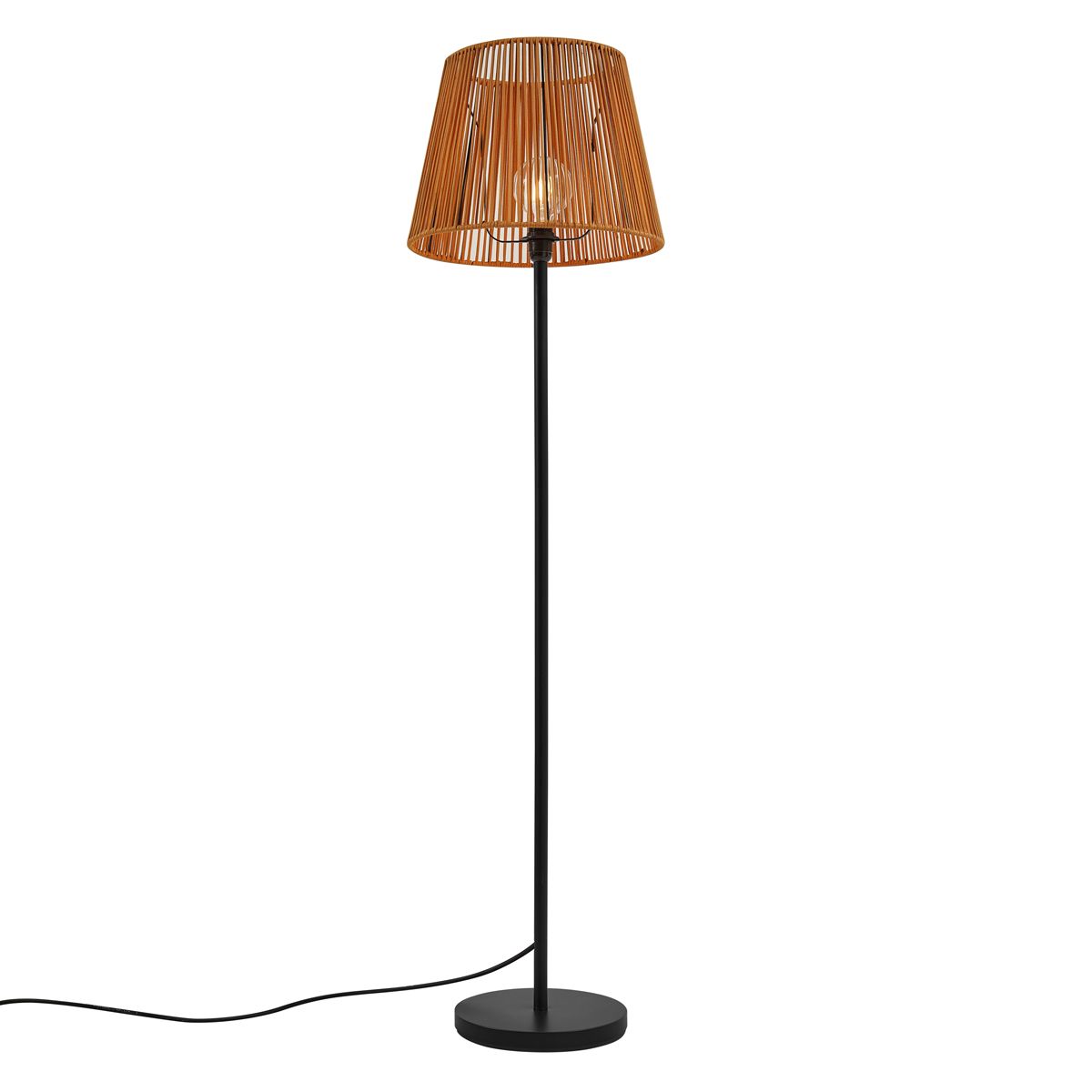 Buiten vloerlamp zwart met kap oranje touw IP44 - Virginia Jayla
