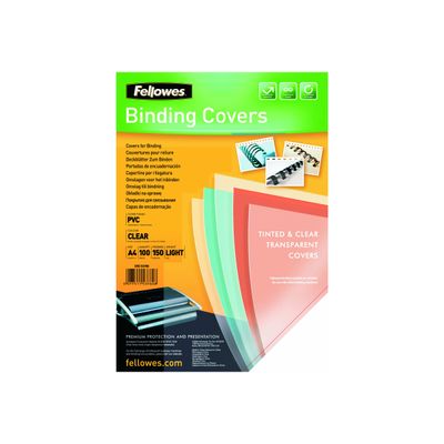 Fellowes - 100 couvertures à reliure A4 (21 x 29,7 cm) - plastique 150 microns - transparent