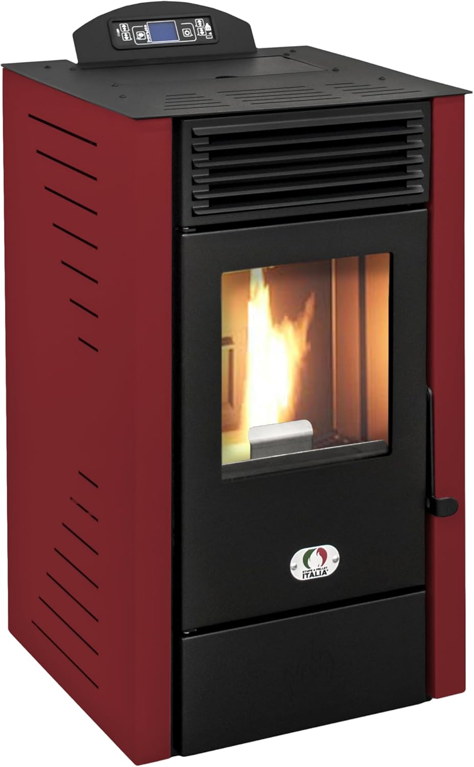 STUFE A PELLET ITALIA California 8 KW | Pelletöfen Effizienz 91% Heizt 70m² Autonomie 20 Std. Programmierbar 5 Geschwindigkeiten und Leistungsstufen Kompaktes Design 24 Monate Garantie Rot