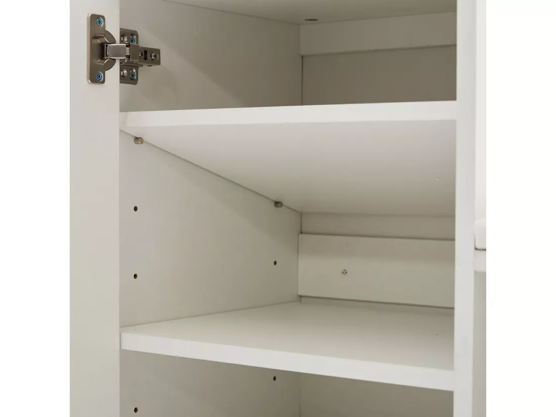 Meuble à chaussures - rangements à plusieurs niveaux & assise rembourrée - Blanc
