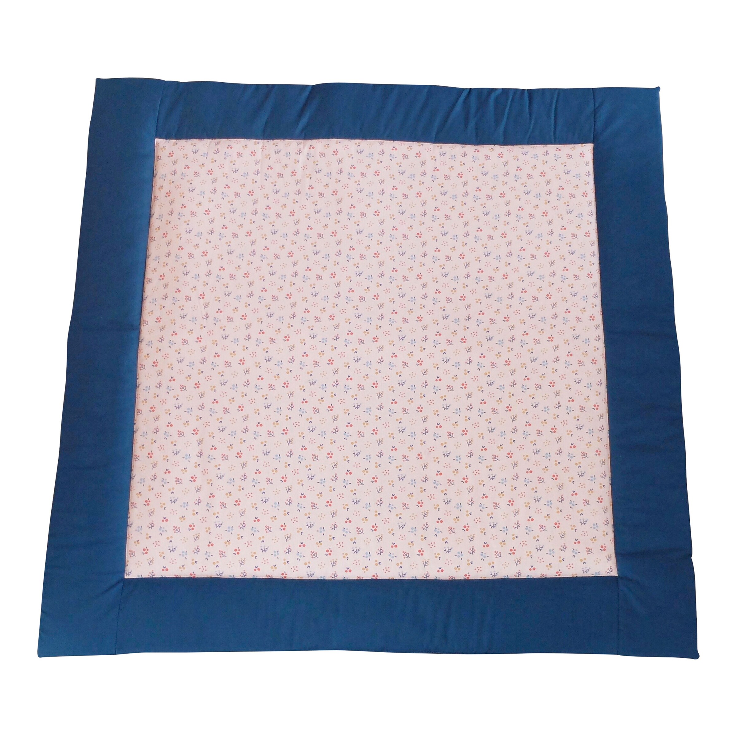 IDEENREICH Krabbeldecke 120x120 cm blau / Blümchen