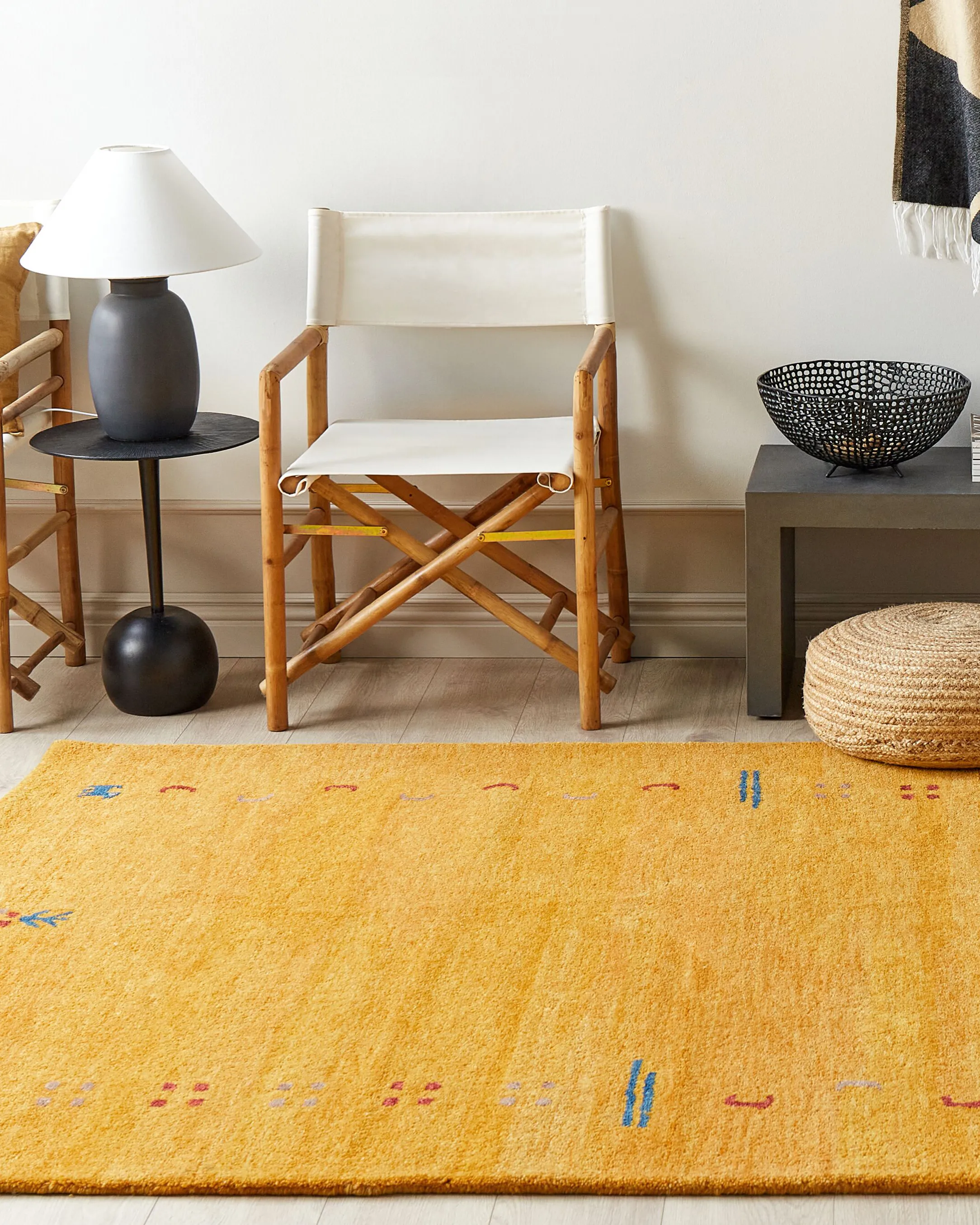 Vloerkleed AKALAN Geel 160 x 230 cm Wol Gabbeh