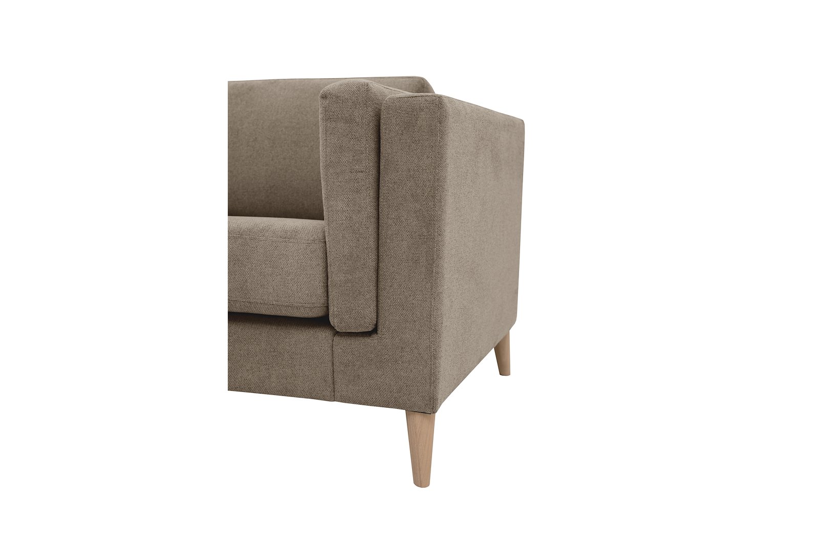 Edda hjørnesofa 3 seter med åpen ende venstre. Tekstil Brooklyn 9 Cappuccino ben 8, armlen G.