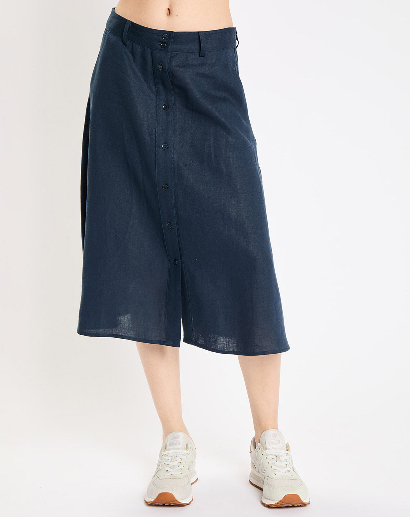 Jodhpur Jupe 100% Lin Rosy bleu marine