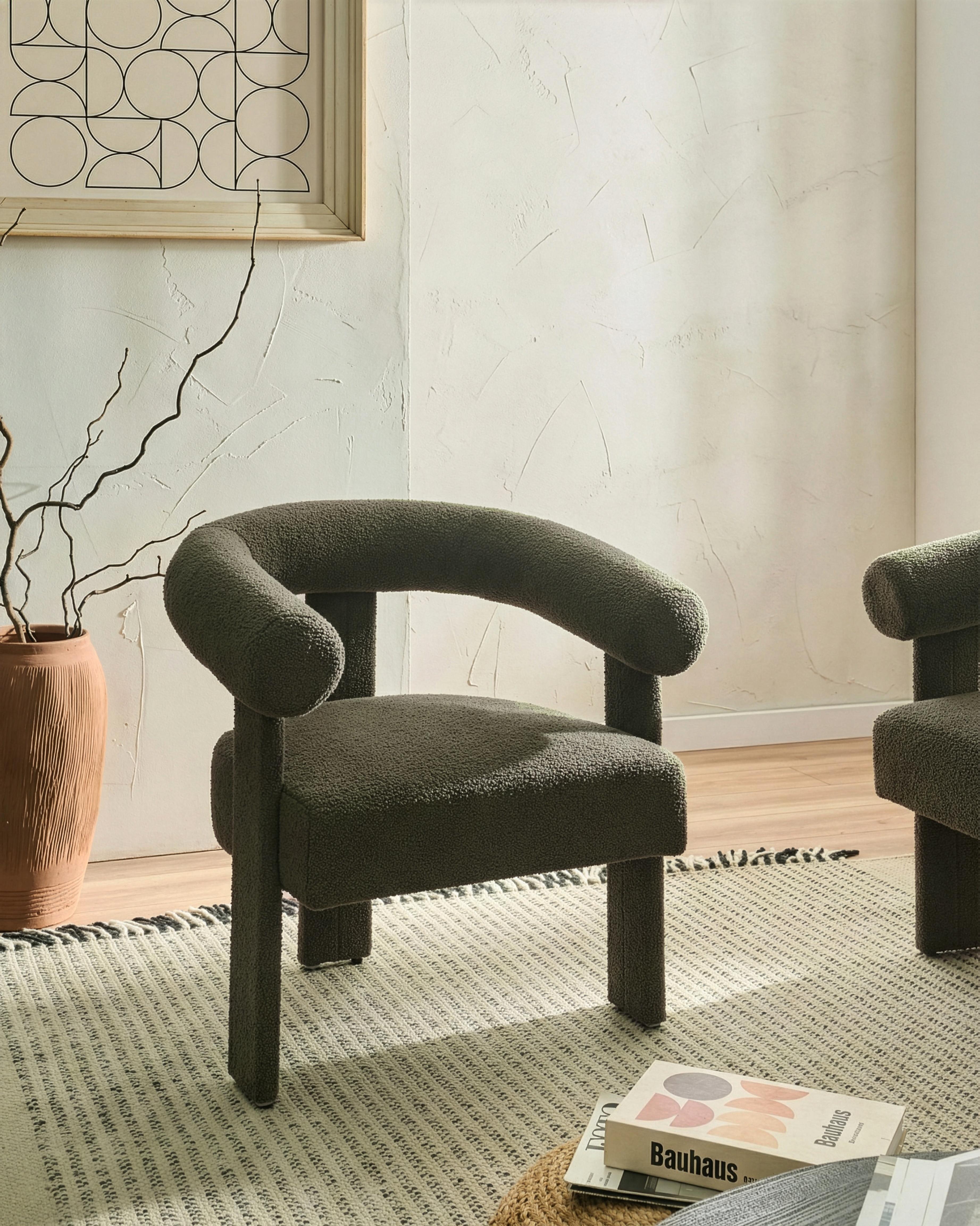 Fauteuil ILBRO Bouclé Donkergroen