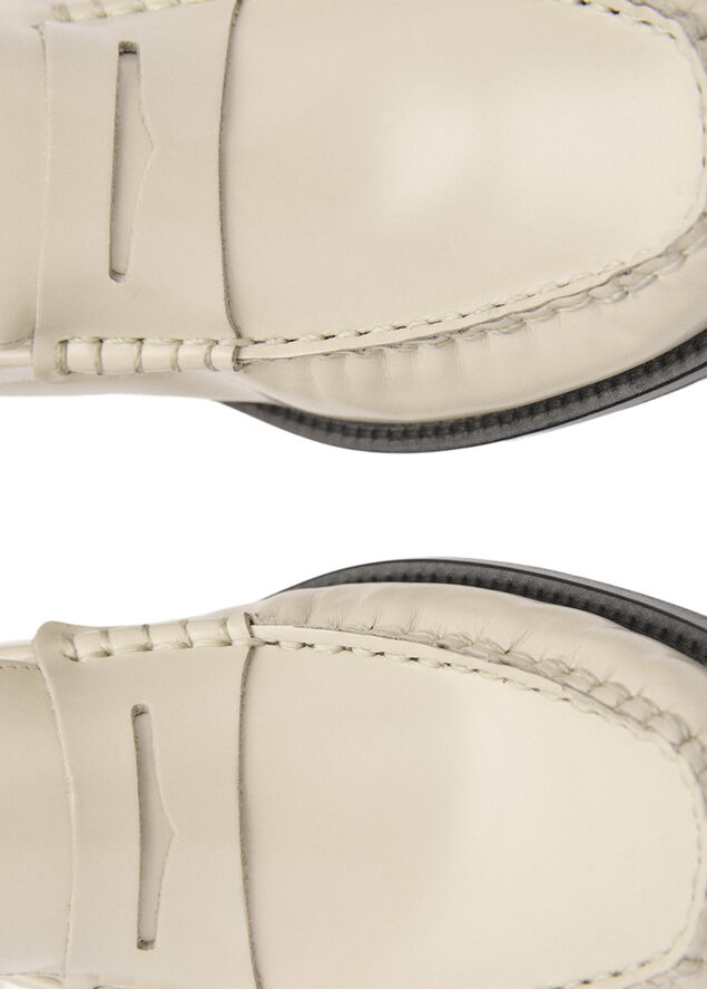 MANGO Leather loafers Light beige