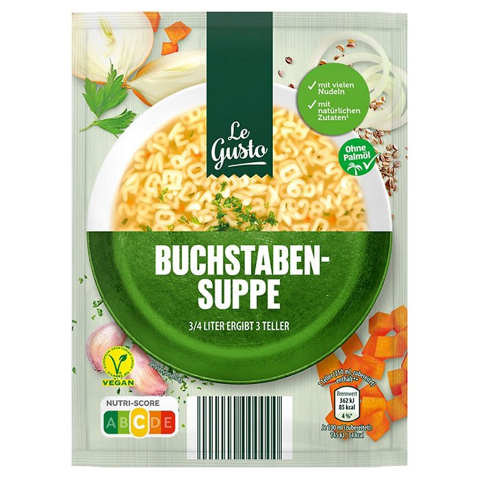 LE GUSTO Beutelsuppe 750 ml, Buchstabensuppe